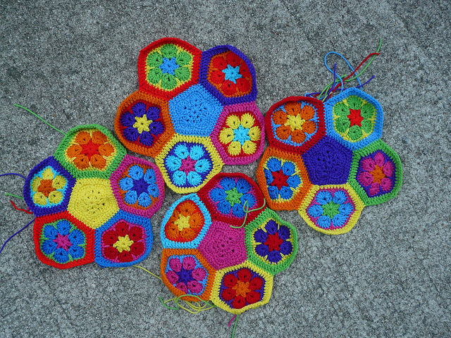 crochet hexagon and crochet pentagon motifs for a crochet soccer ball
